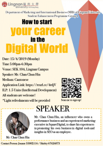 SEP Activity - How To Start Your Career in The Digital World - 15 April 2019 