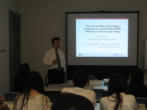 Academic Seminar by Dr. Steven X. Wei on 27 May 2015